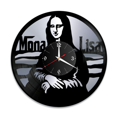 Часы настенные "Мона Лиза (Джоконда), серебро" из винила, №1
