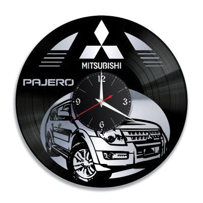 Часы настенные "Mitsubishi Pajero, серебро" из винила, №1