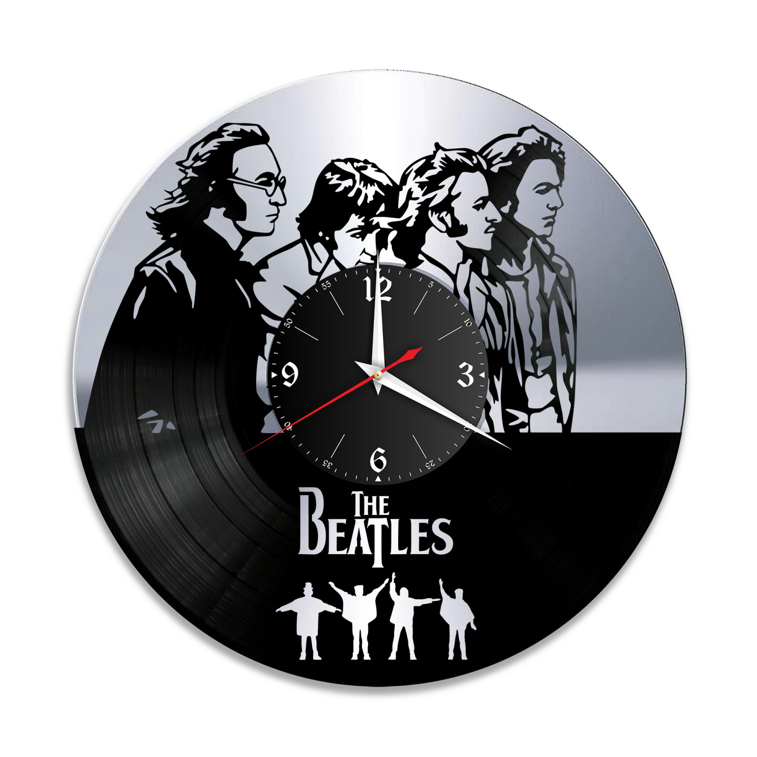 Часы настенные "группа Битлз (The Beatles), серебро" из винила, №8 VW-10186-2