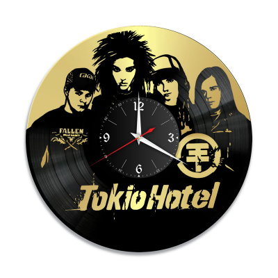 Часы настенные "группа Tokio Hotel, золото" из винила, №1
