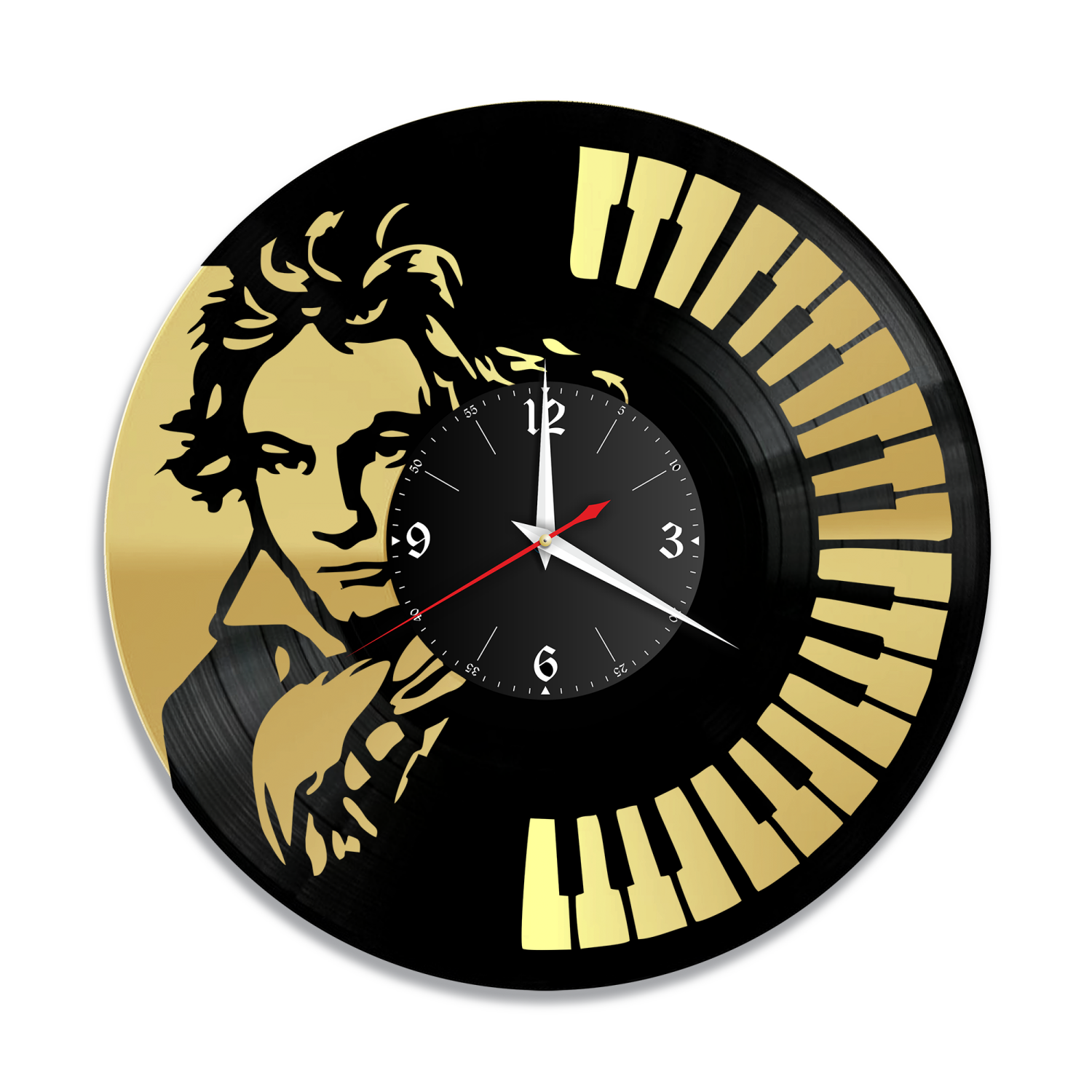 Часы настенные "Людвиг ван Бетховен, золото" из винила, №1 VW-10261-1