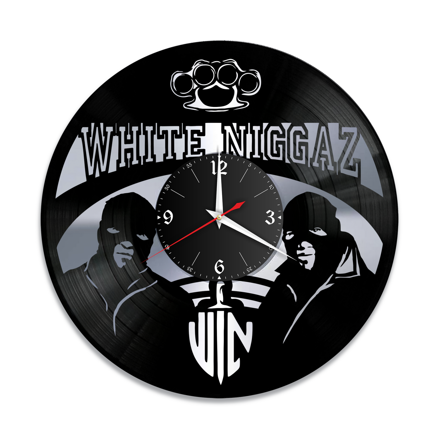 Часы настенные "группа White Niggaz, серебро" из винила, №1 VW-10284-2