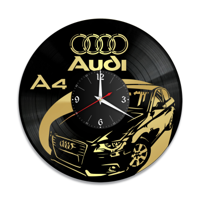 Часы настенные "Audi A4, золото" из винила, №2
