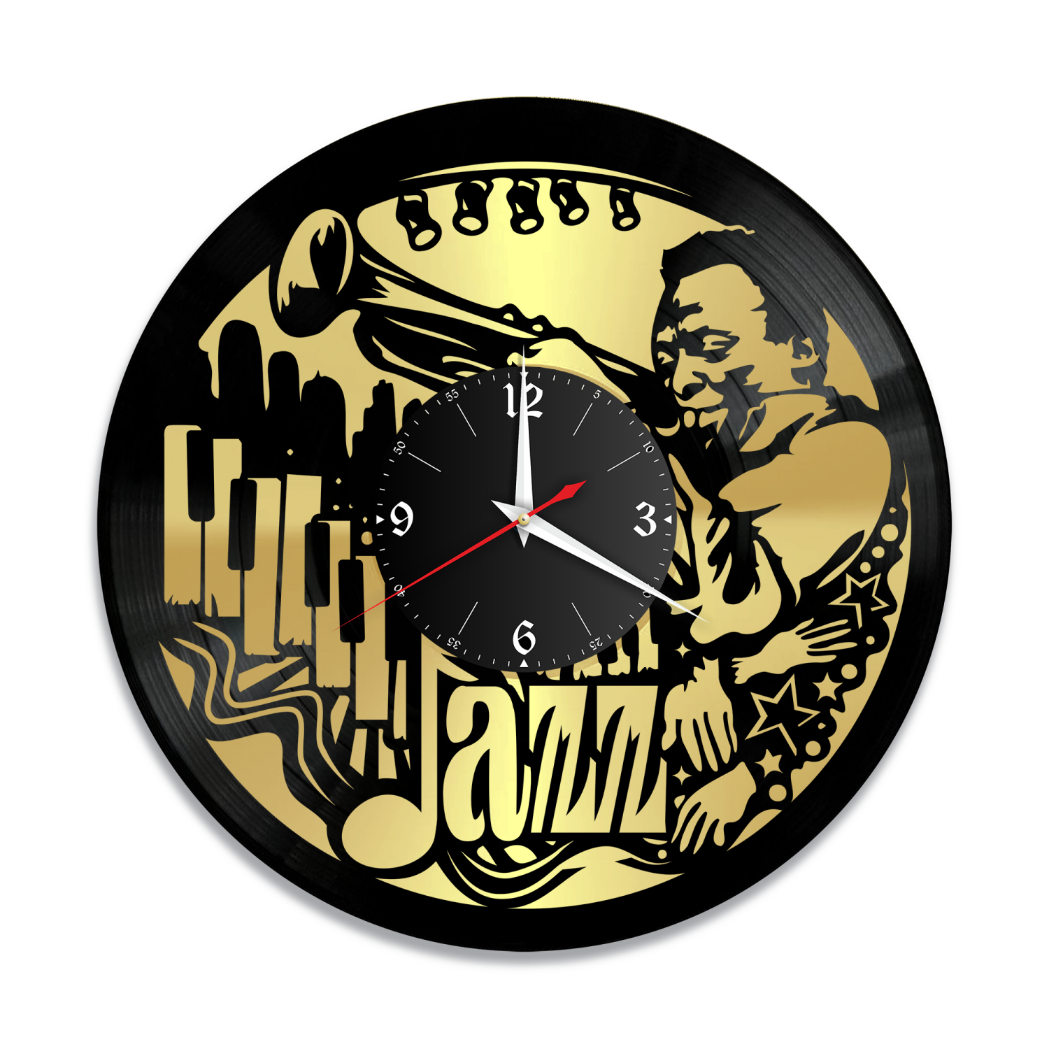 Часы настенные "Музыка (Джаз), золото" из винила, №19 VW-10889-1
