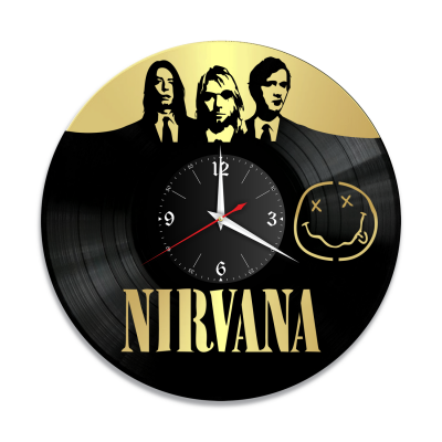 Часы настенные "группа Nirvana, золото" из винила, №2
