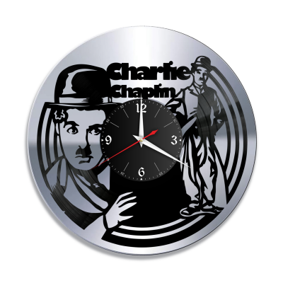 Часы настенные "Чарли Чаплин, серебро" из винила, №2