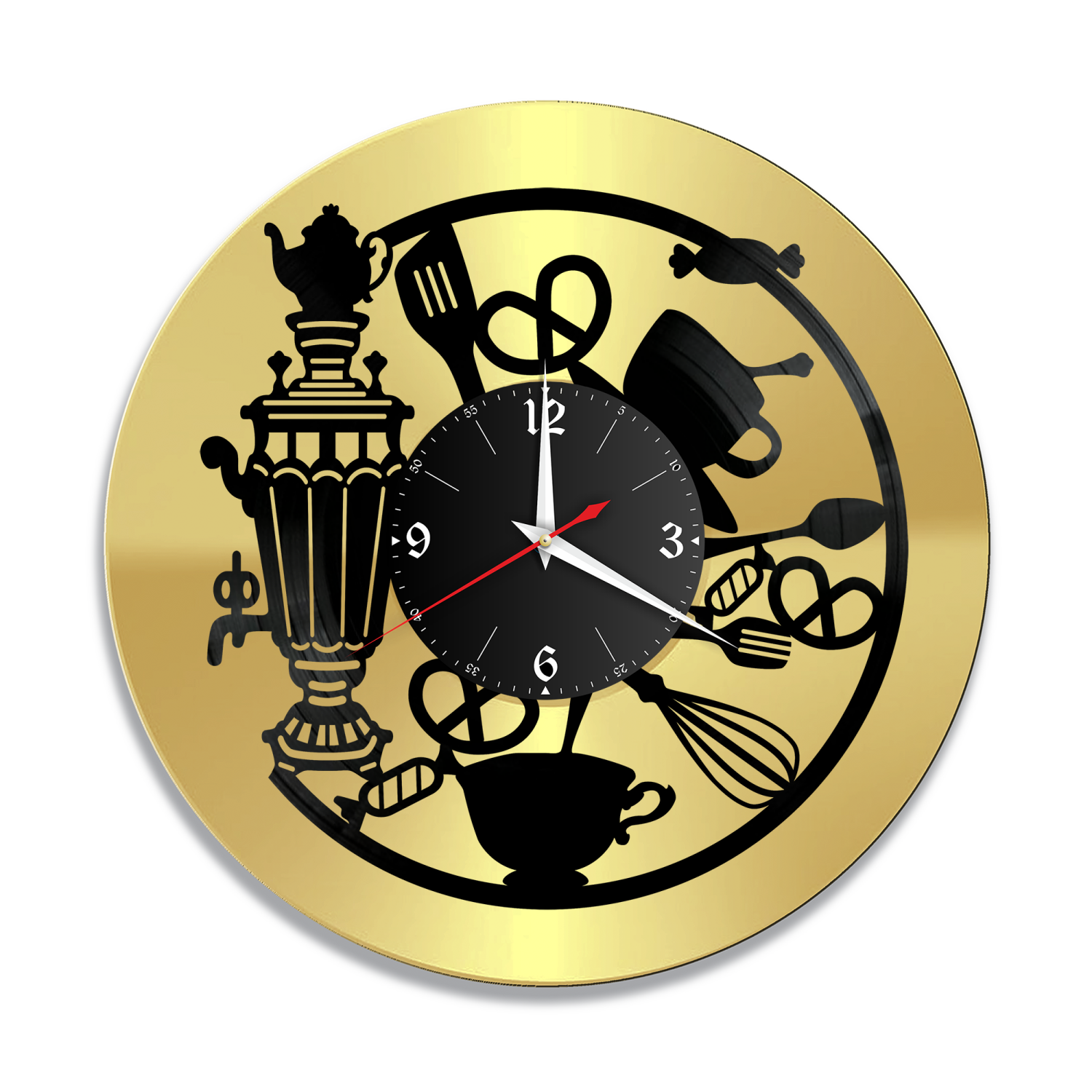 Часы настенные "Кухня, золото" из винила, №7 VW-10611-1