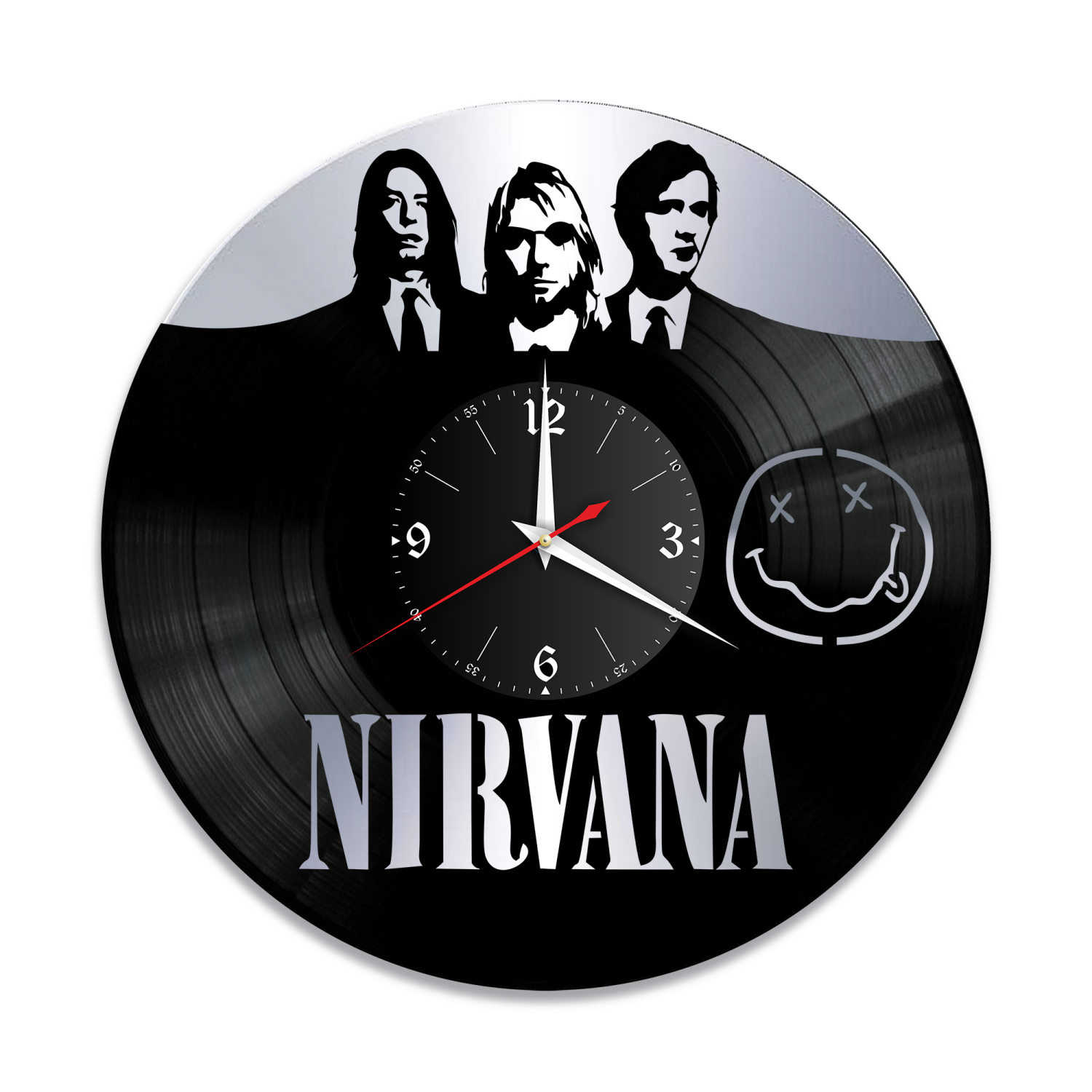 Часы настенные "группа Nirvana, серебро" из винила, №2 VW-10128-2