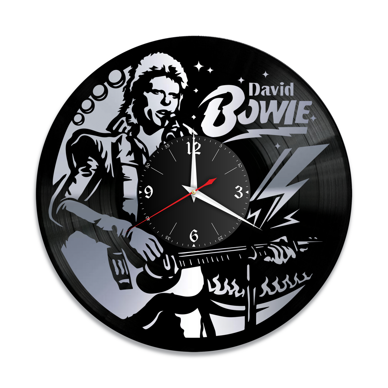 Часы настенные "David Bowie (Дэвид Боуи), серебро" из винила, №1 VW-10088-2