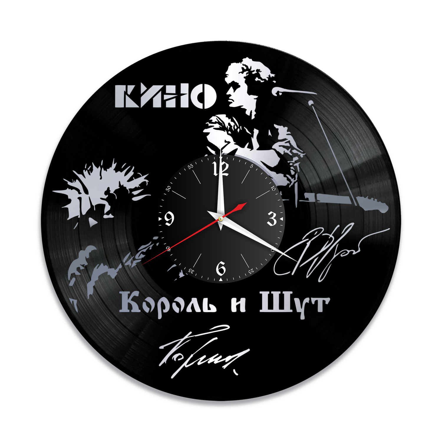 Часы настенные "Кино и КиШ, серебро" из винила, №1 VW-10936-2