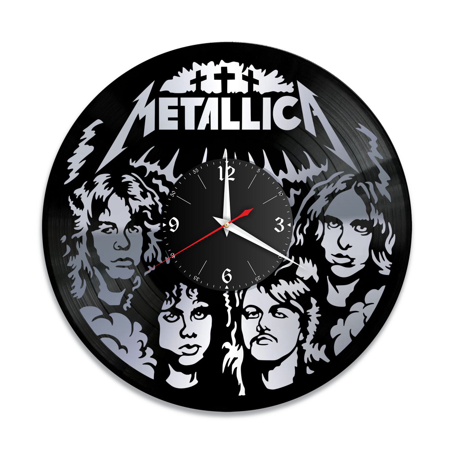 Часы настенные "группа Metallica, серебро" из винила, №4 VW-10120-2