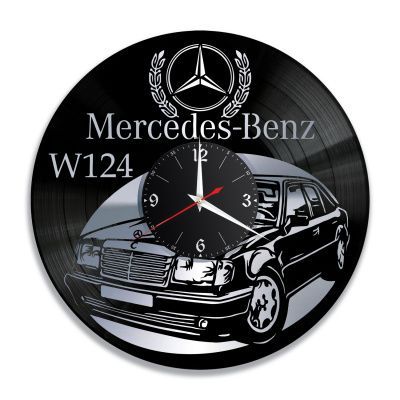 Часы настенные "Mercedes W124, серебро" из винила, №9