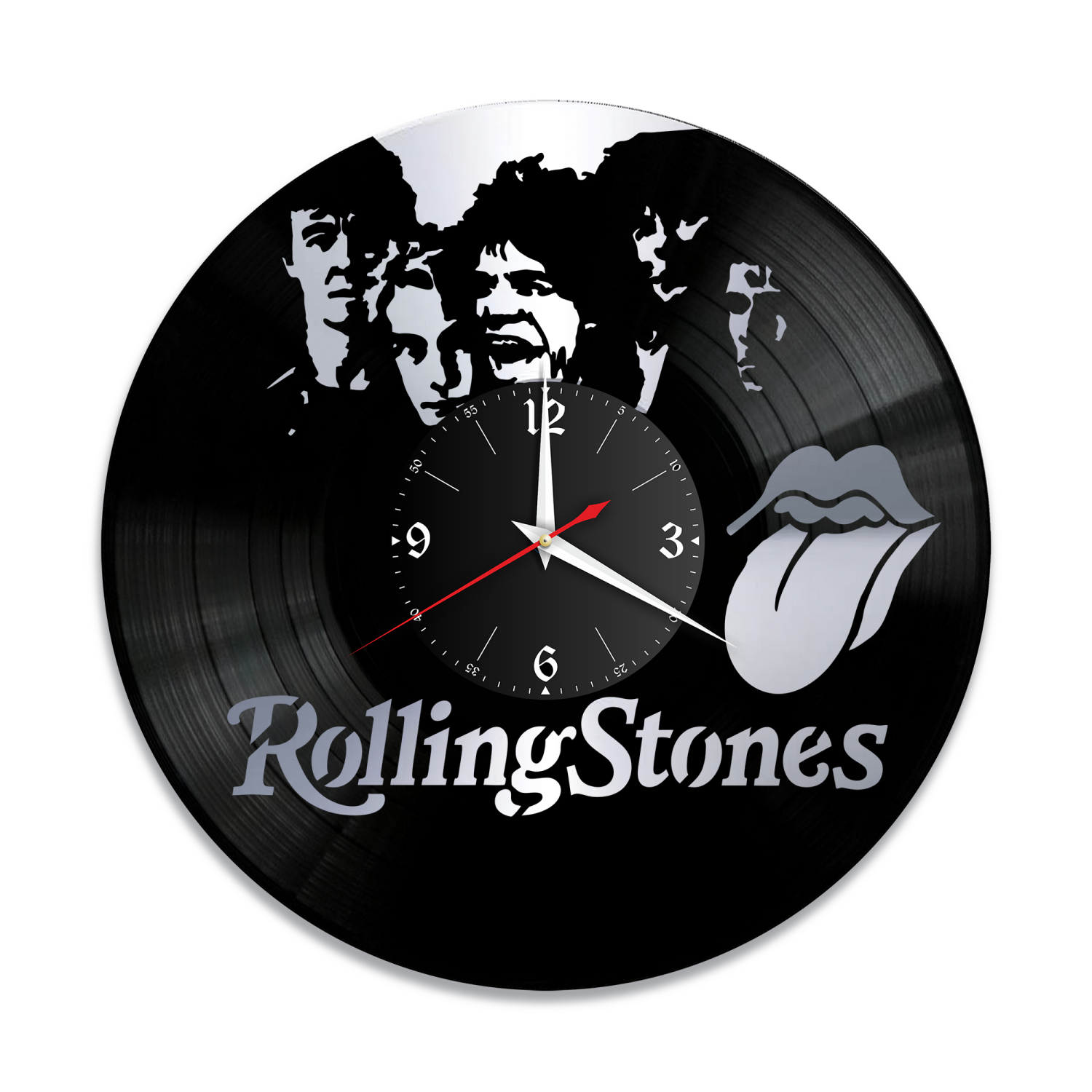 Часы настенные "группа Rolling Stones, серебро" из винила, №3 VW-10156-2