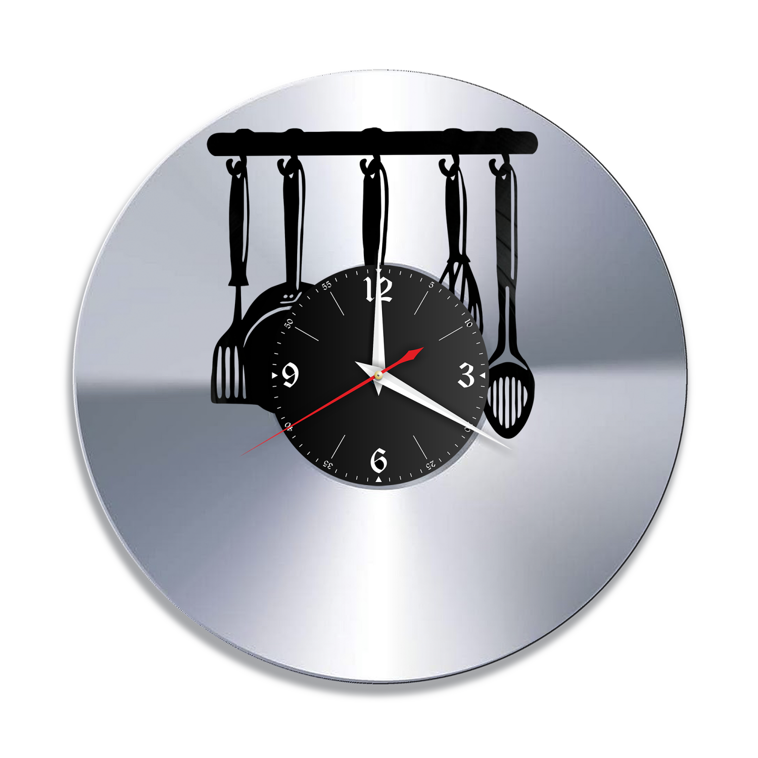 Часы настенные "Кухня, серебро" из винила, №8 VW-10612-2