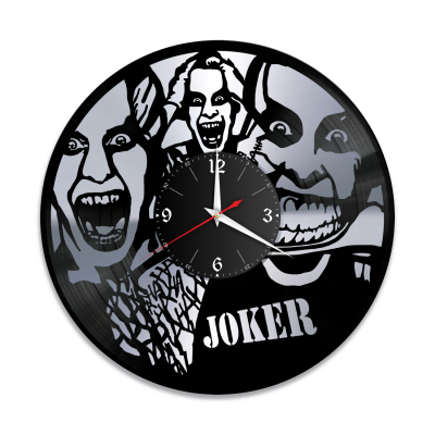 Часы настенные "Джокер (Joker), серебро" из винила, №5