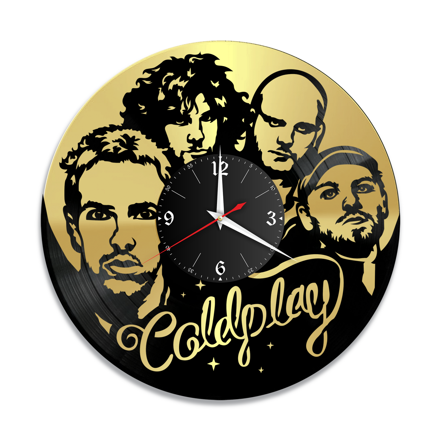 Часы настенные "группа Coldplay, золото" из винила, №1 VW-10084-1
