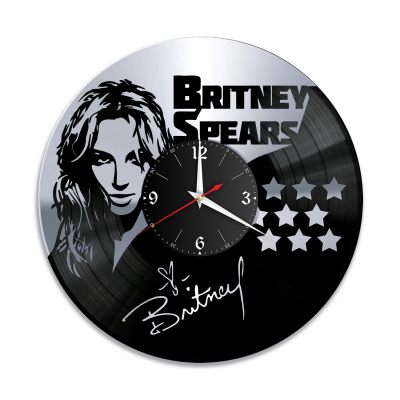 Часы настенные "Бритни Спирс (Britney Spears), серебро" из винила, №1
