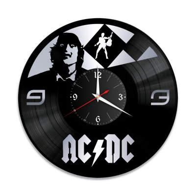 Часы настенные "группа AC DC, серебро" из винила, №5
