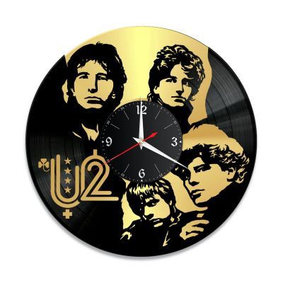 Часы настенные "Группа U2, золото" из винила, №2