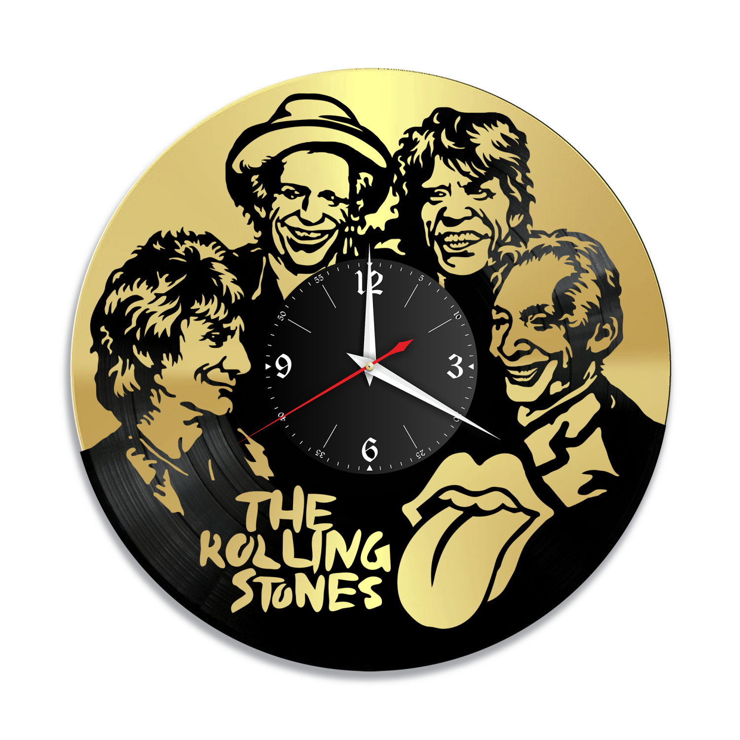 Часы настенные "группа Rolling Stones, золото" из винила, №1 VW-10154-1