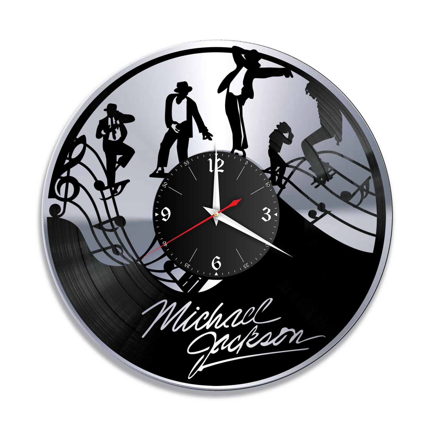Часы настенные "Майкл Джексон, серебро" из винила, №7 VW-10240-2