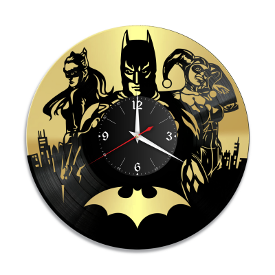 Часы настенные "Бетмен (Batman), золото" из винила, №7
