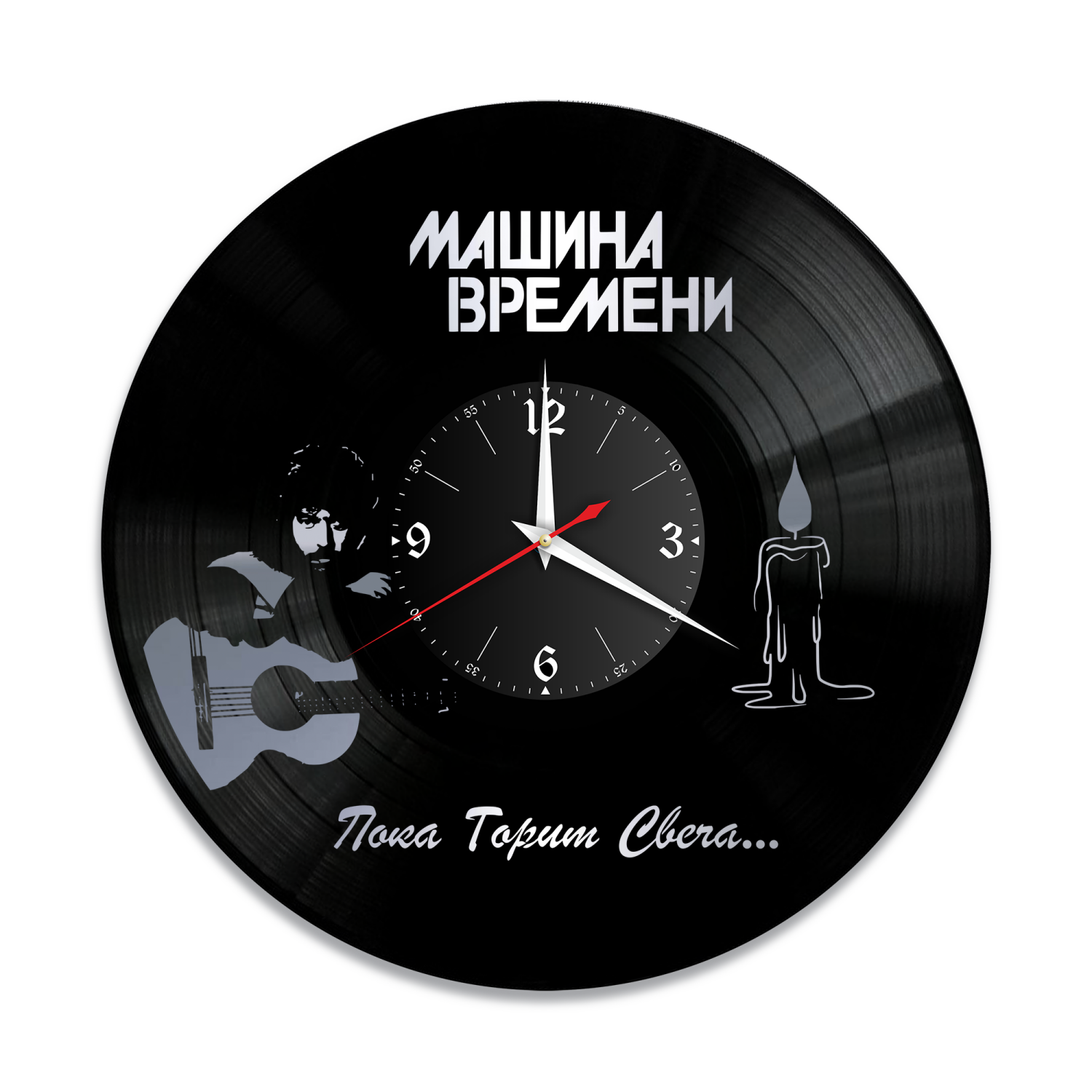 Часы настенные "Машина Времени, серебро" из винила, №1 VW-10053-2