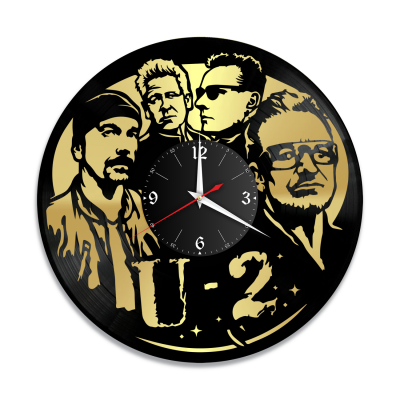 Часы настенные "группа U2, золото" из винила, №1