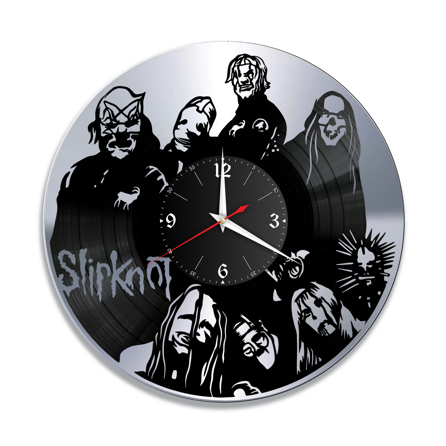 Часы настенные "группа Slipknot, серебро" из винила, №5 VW-10166-2