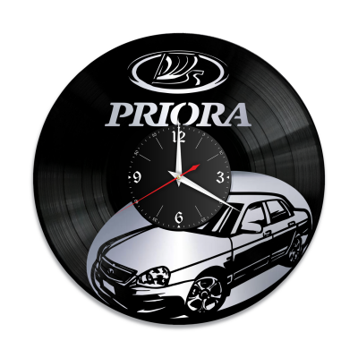 Часы настенные "Лада Приора (Priora), серебро" из винила, №R1