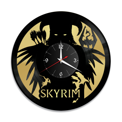 Часы настенные "Skyrim, золото" из винила, №1