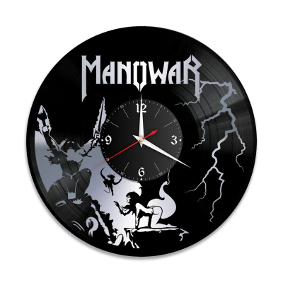Часы настенные "группа Manowar, серебро" из винила, №2