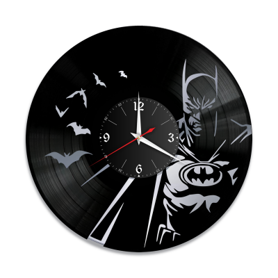 Часы настенные "Бэтмен (Batman), серебро" из винила, №2