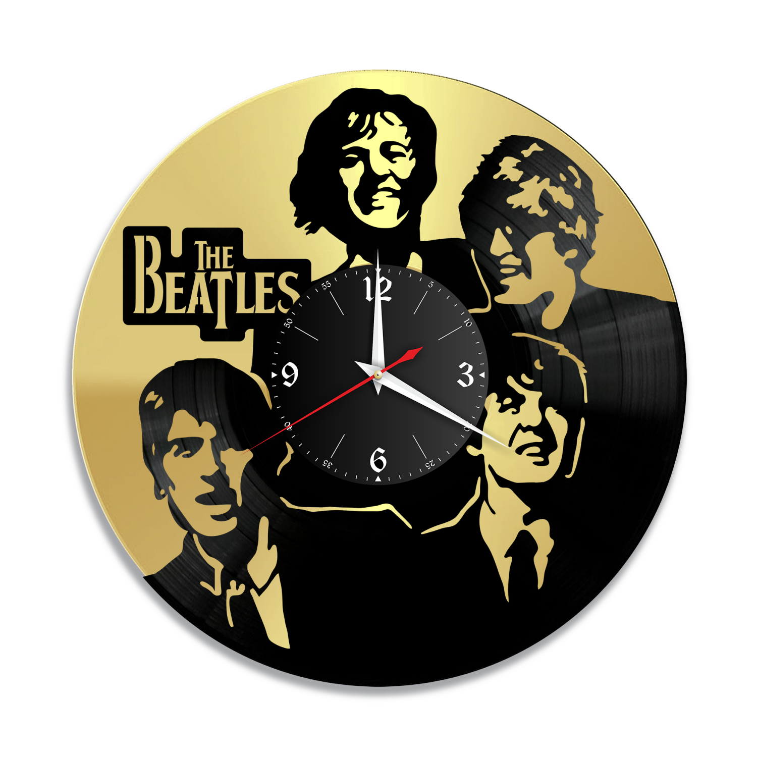 Часы настенные "группа Битлз (The Beatles), золото" из винила, №3 VW-10181-1
