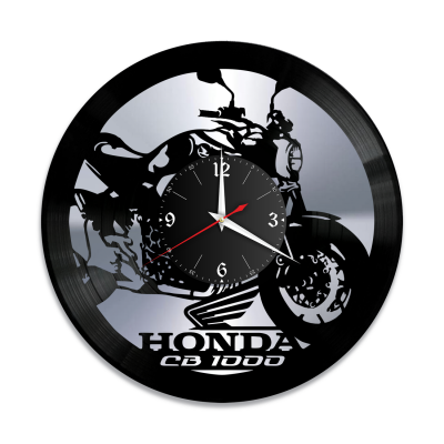 Часы настенные "Мото (Honda CB1000), серебро" из винила, №12