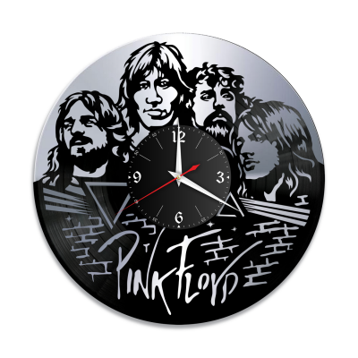 Часы настенные "группа Pink Floyd, серебро" из винила, №1