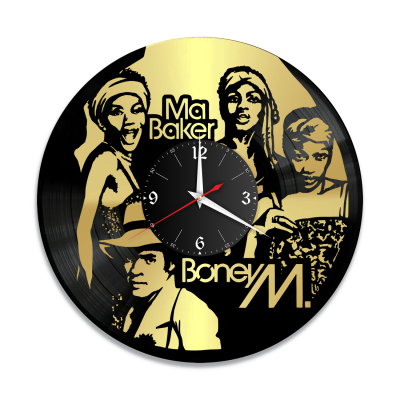 Часы настенные "Boney M. (Бони М), золото" из винила, №1