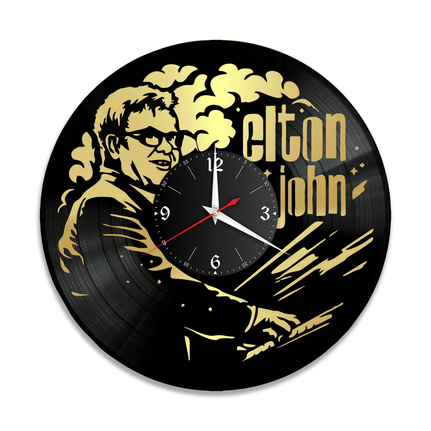 Часы настенные "Элтон Джон (Elton John), золото" из винила, №1 VW-10244-1