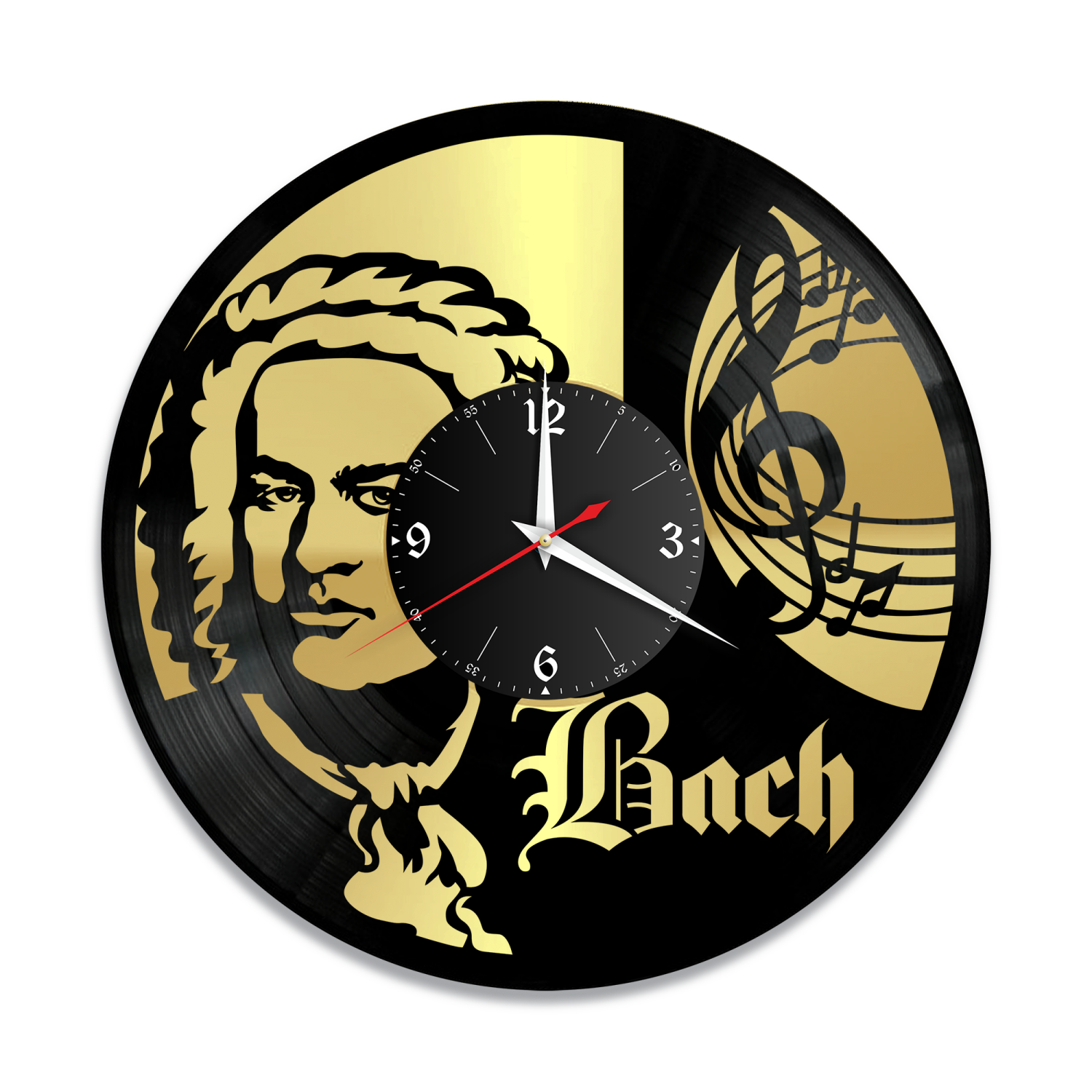 Часы настенные "Иоганн Себастьян Бах, золото" из винила, №1 VW-10848-1
