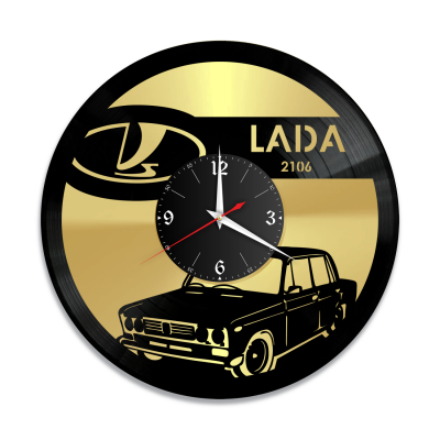 Часы настенные "Lada, золото" из винила, №1