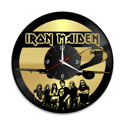 Часы настенные "группа Iron Maiden, золото" из винила, №3