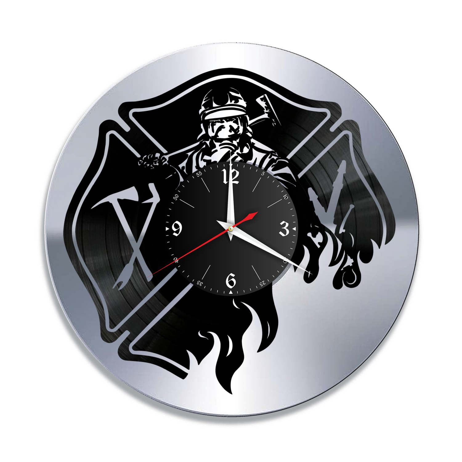 Часы настенные "Пожарная, МЧС, серебро" из винила, №2 VW-12146-2