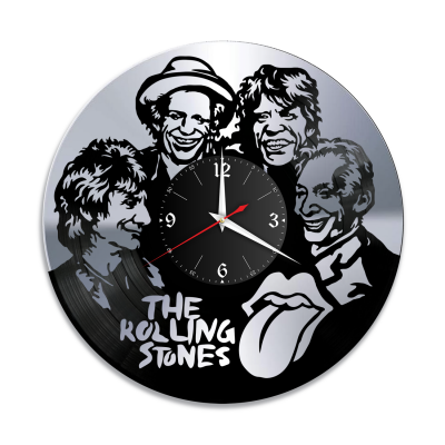 Часы настенные "группа Rolling Stones, серебро" из винила, №1