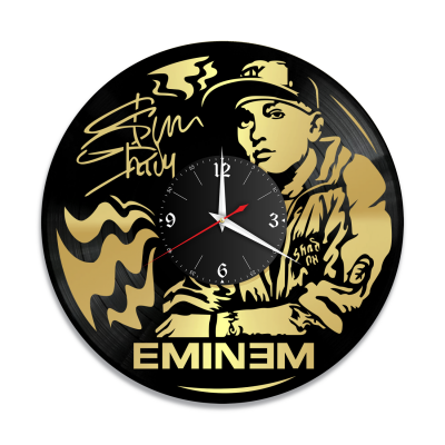Часы настенные "Eminem, золото" из винила, №2