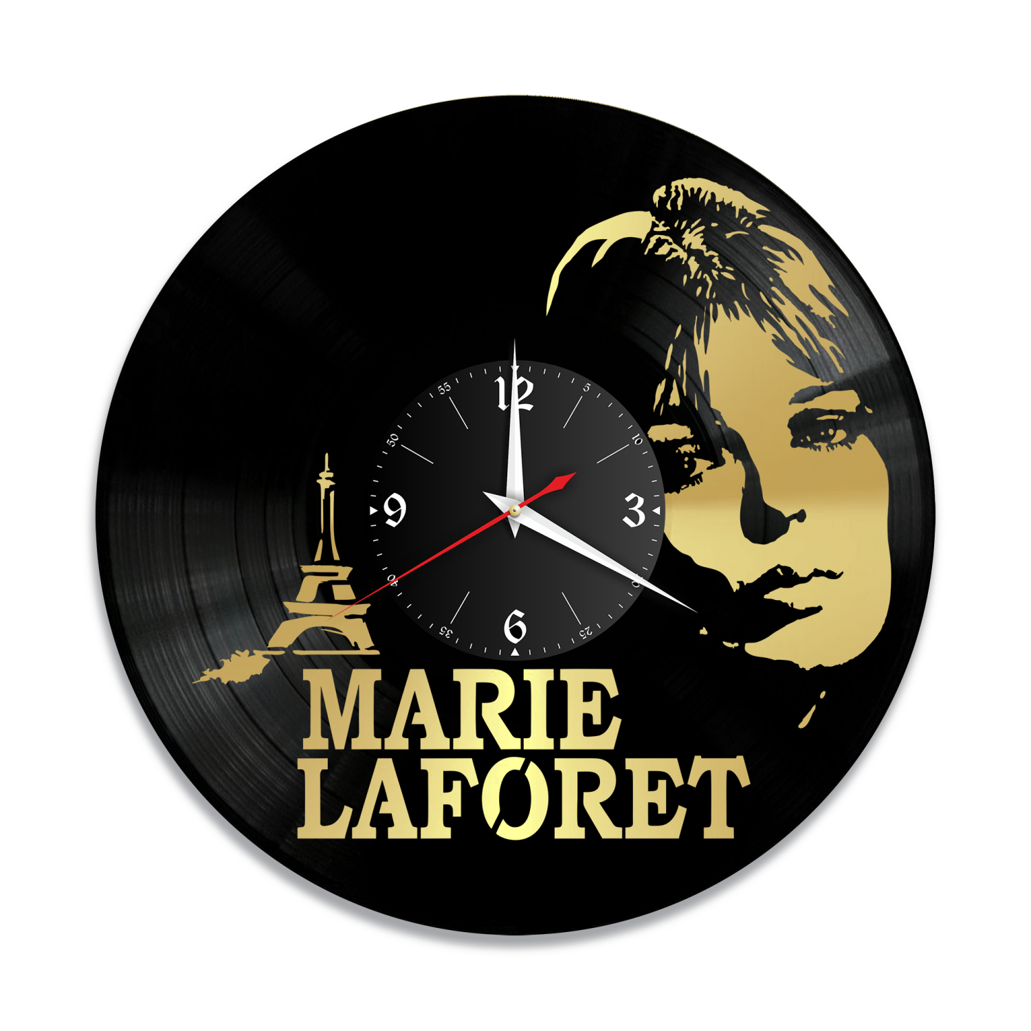 Часы настенные "Мари Лафоре (Marie Laforet), золото" из винила, №1 VW-10242-1
