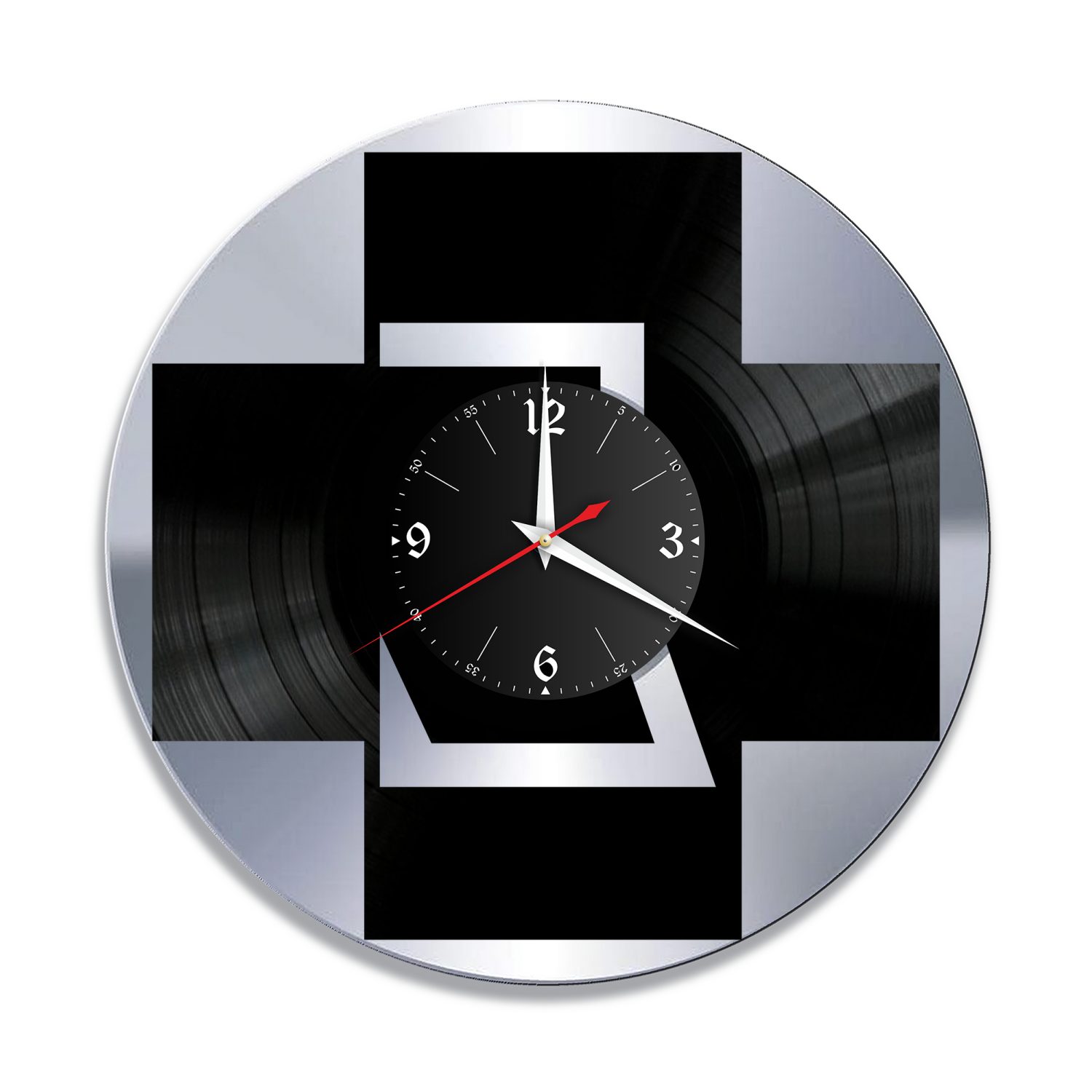 Часы настенные "Группа Rammstein, серебро" из винила, №R1 VW-12118-2
