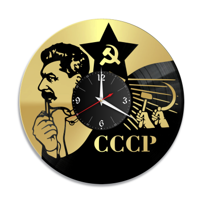 Часы настенные "Иосиф Сталин, золото" из винила, №1