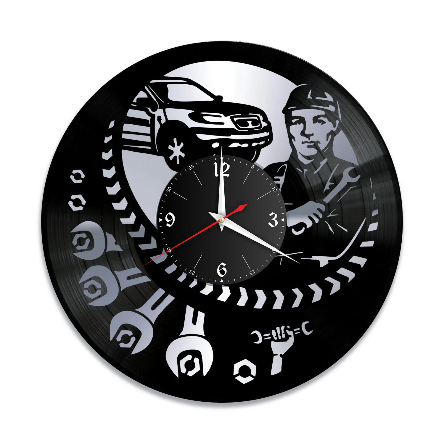 Часы настенные "Автосервис, серебро" из винила, №3 VW-10840-2