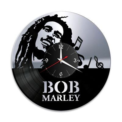 Часы настенные "Боб Марли (Bob Marley), серебро" из винила, №2