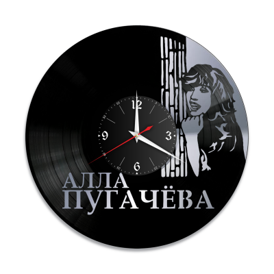 Часы настенные "Алла Пугачева, серебро" из винила, №2